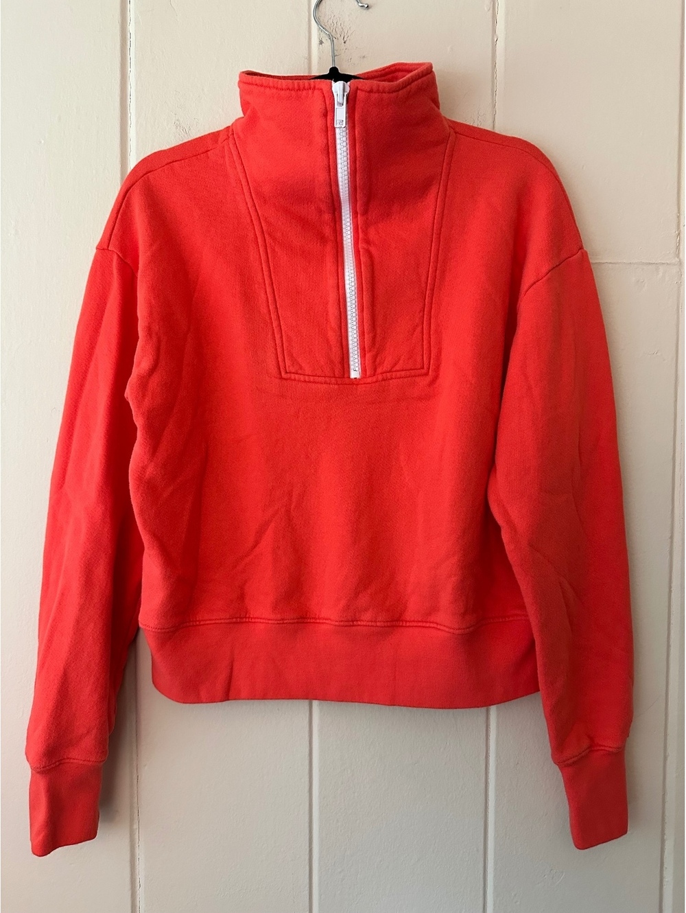 SUNDRY Flare Red Crop Half Zip Mock Pullover 100% Cotton Sweatshirt Size 3 Large